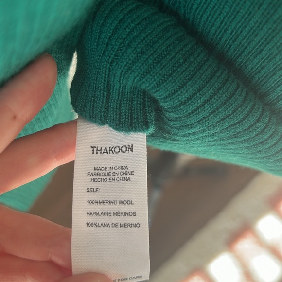 Thakoon Green Button Up Turtleneck Wool Sweater Size Medium - Picture 5 of 5